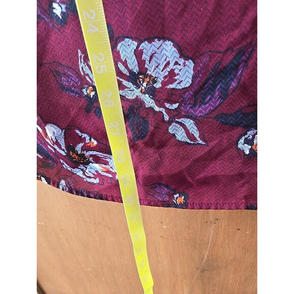 Floral Print Blouse V Neck Long Sleeve Criss Cross Back Burgundy Top Size 3 Plus - Picture 8 of 8